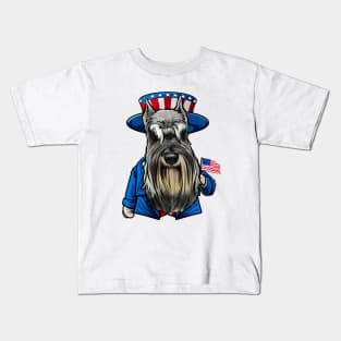 Fourth of July Miniature Schnauzer Kids T-Shirt